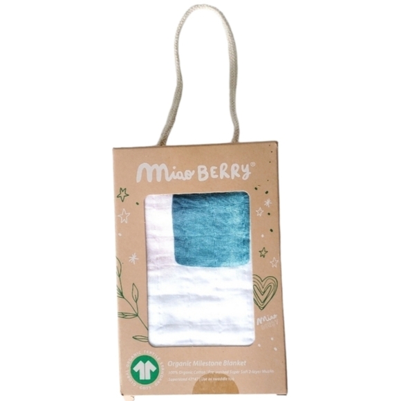 NIB Miao Berry Organic Cotton Milestone Blanket Swaddle - Picture 1 of 7
